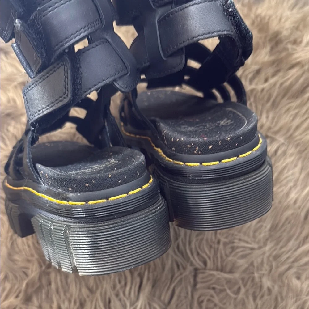 Dr. Martens Black Leather Platform Cage Sandals